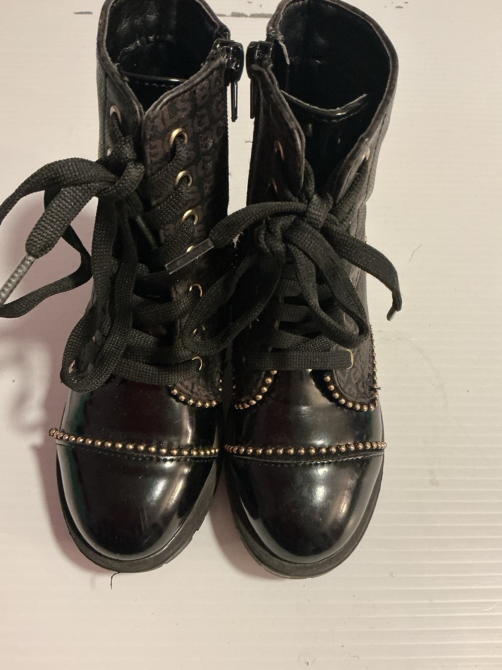 BCBGirls Black Stud-Trim Lace-Up Kids Boots